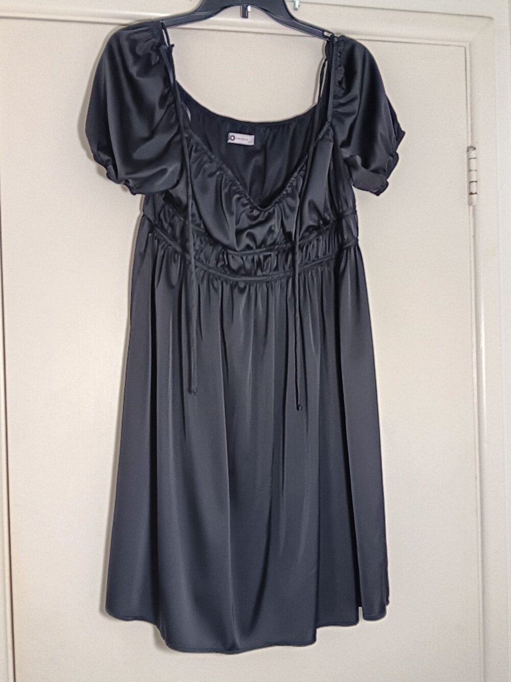 SO black puff sleeves cottagecore baby dolled dress XL empire waist